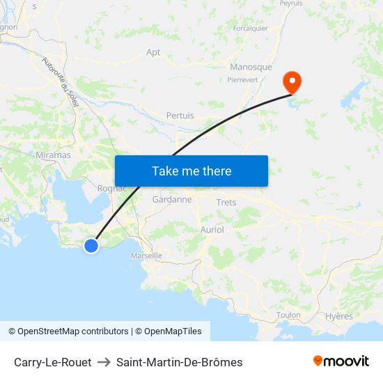 Carry-Le-Rouet to Saint-Martin-De-Brômes map