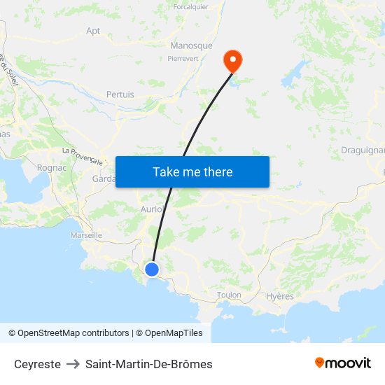 Ceyreste to Saint-Martin-De-Brômes map