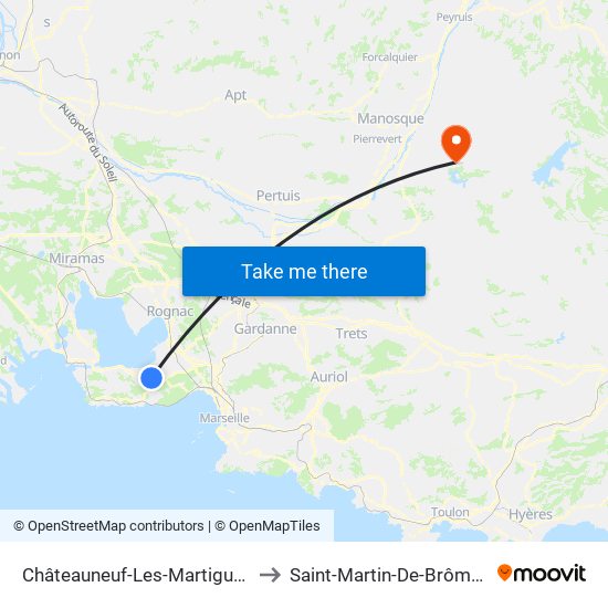 Châteauneuf-Les-Martigues to Saint-Martin-De-Brômes map