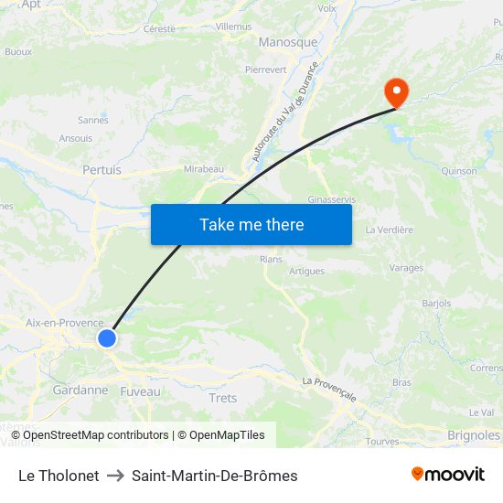 Le Tholonet to Saint-Martin-De-Brômes map