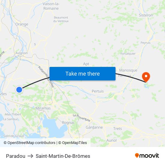 Paradou to Saint-Martin-De-Brômes map