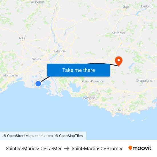 Saintes-Maries-De-La-Mer to Saint-Martin-De-Brômes map