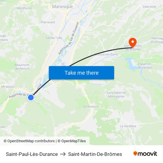 Saint-Paul-Lès-Durance to Saint-Martin-De-Brômes map