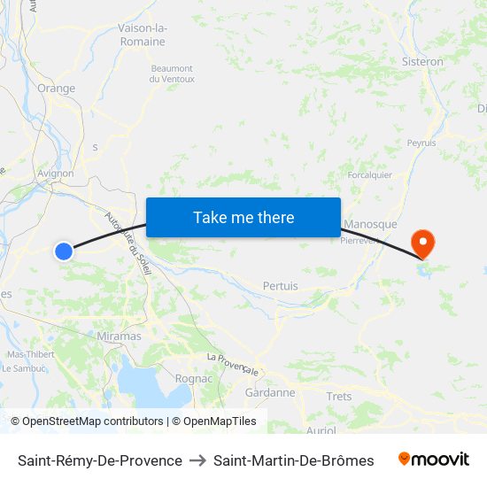 Saint-Rémy-De-Provence to Saint-Martin-De-Brômes map