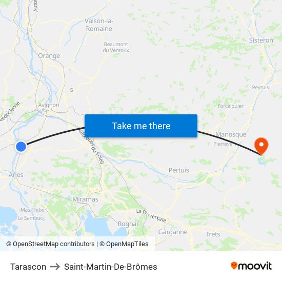 Tarascon to Saint-Martin-De-Brômes map