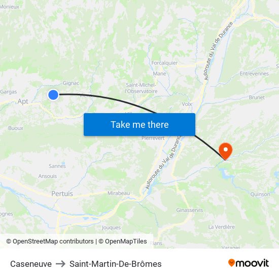 Caseneuve to Saint-Martin-De-Brômes map