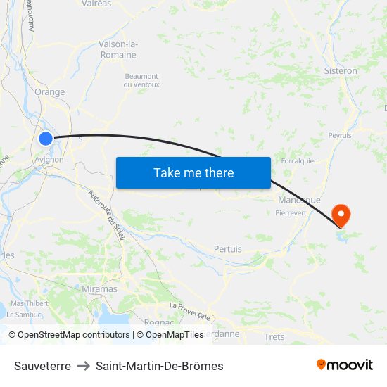 Sauveterre to Saint-Martin-De-Brômes map