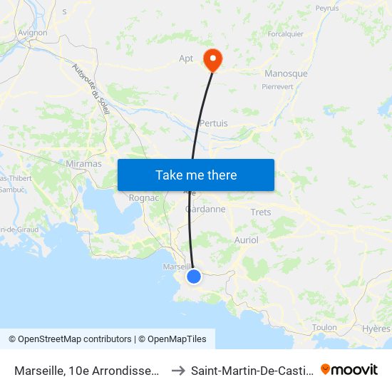 Marseille, 10e Arrondissement to Saint-Martin-De-Castillon map