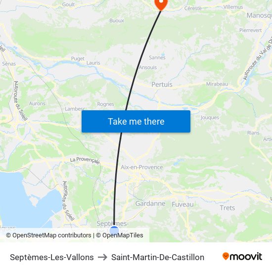 Septèmes-Les-Vallons to Saint-Martin-De-Castillon map