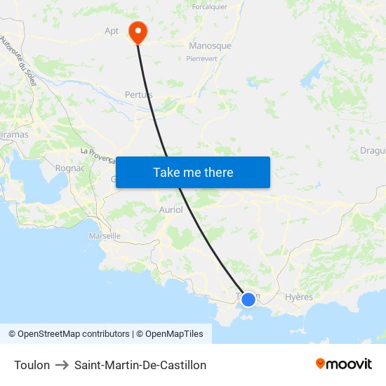 Toulon to Saint-Martin-De-Castillon map