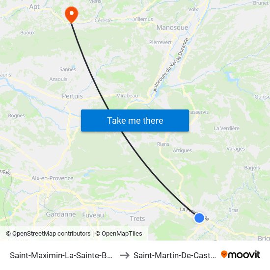 Saint-Maximin-La-Sainte-Baume to Saint-Martin-De-Castillon map