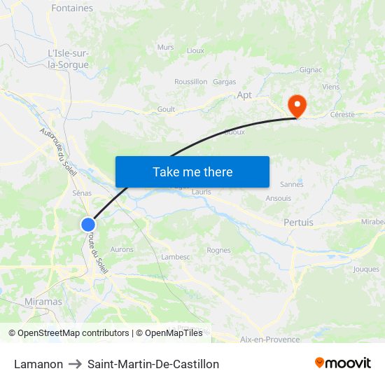 Lamanon to Saint-Martin-De-Castillon map