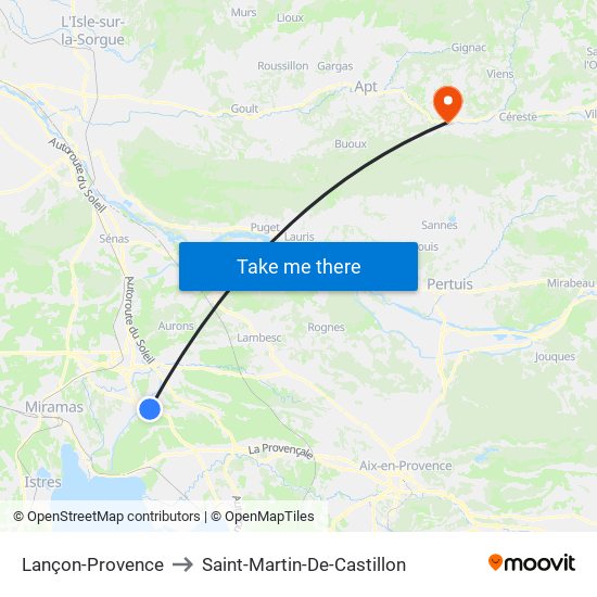 Lançon-Provence to Saint-Martin-De-Castillon map