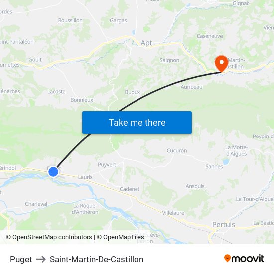 Puget to Saint-Martin-De-Castillon map