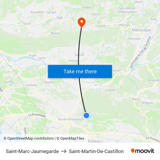 Saint-Marc-Jaumegarde to Saint-Martin-De-Castillon map