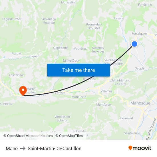 Mane to Saint-Martin-De-Castillon map