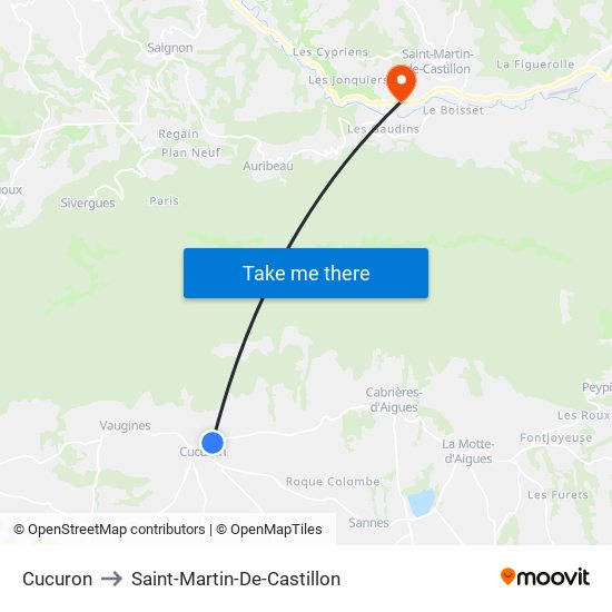 Cucuron to Saint-Martin-De-Castillon map