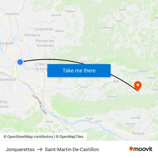 Jonquerettes to Saint-Martin-De-Castillon map