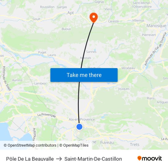 Pôle De La Beauvalle to Saint-Martin-De-Castillon map