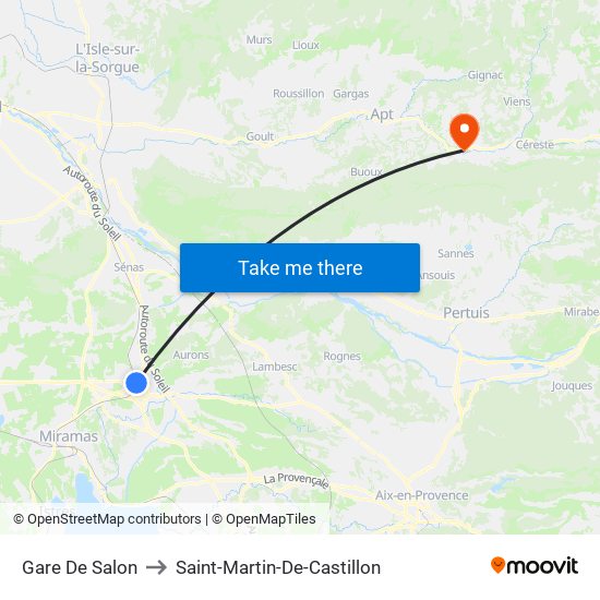 Gare De Salon to Saint-Martin-De-Castillon map