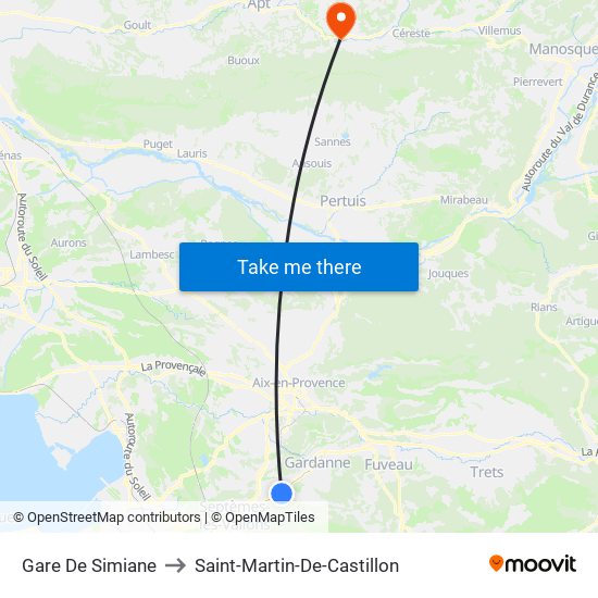 Gare De Simiane to Saint-Martin-De-Castillon map