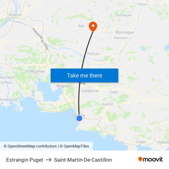 Estrangin Puget to Saint-Martin-De-Castillon map