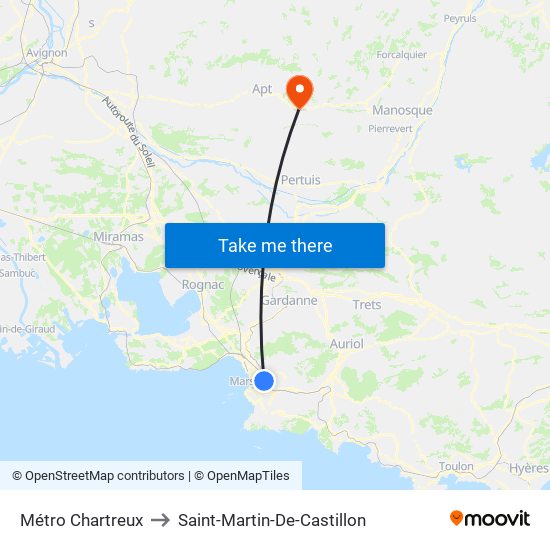 Métro Chartreux to Saint-Martin-De-Castillon map