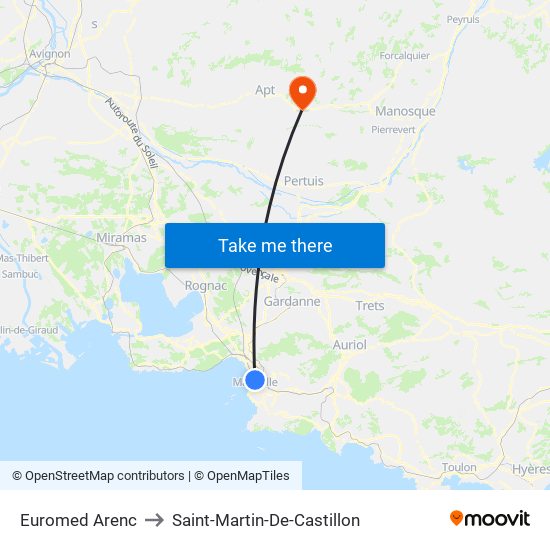 Euromed Arenc to Saint-Martin-De-Castillon map