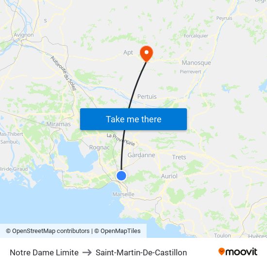 Notre Dame Limite to Saint-Martin-De-Castillon map