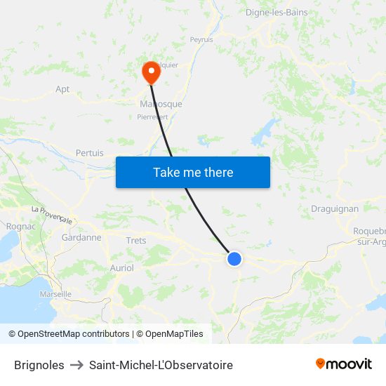 Brignoles to Saint-Michel-L'Observatoire map
