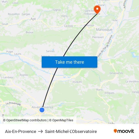 Aix-En-Provence to Saint-Michel-L'Observatoire map