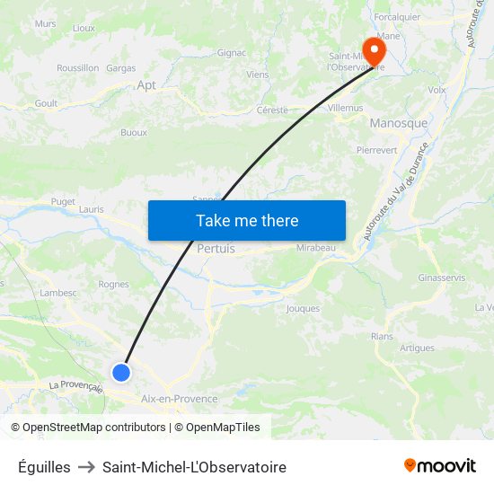 Éguilles to Saint-Michel-L'Observatoire map