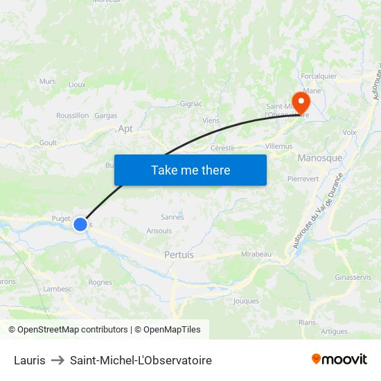 Lauris to Saint-Michel-L'Observatoire map