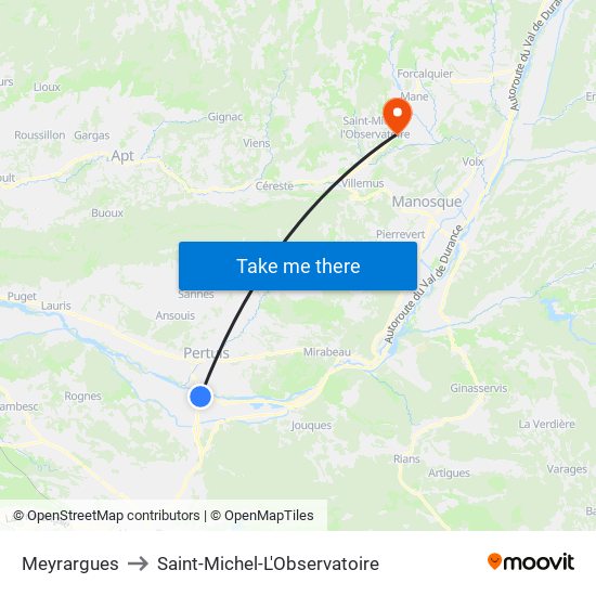 Meyrargues to Saint-Michel-L'Observatoire map