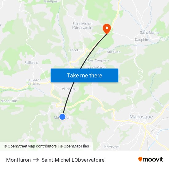 Montfuron to Saint-Michel-L'Observatoire map