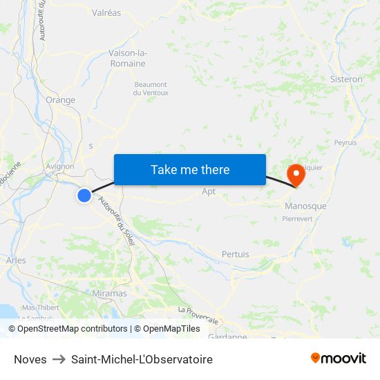 Noves to Saint-Michel-L'Observatoire map