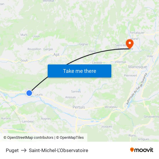 Puget to Saint-Michel-L'Observatoire map