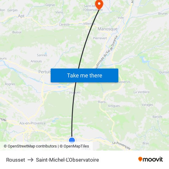 Rousset to Saint-Michel-L'Observatoire map