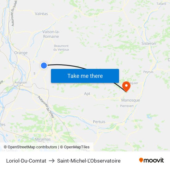 Loriol-Du-Comtat to Saint-Michel-L'Observatoire map