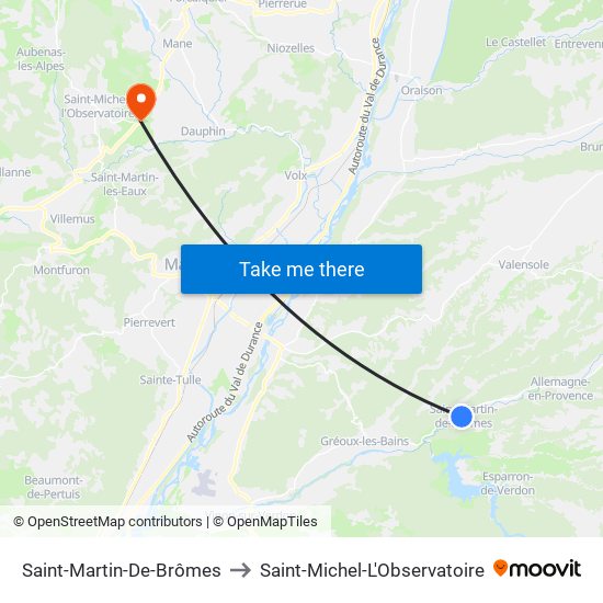 Saint-Martin-De-Brômes to Saint-Michel-L'Observatoire map