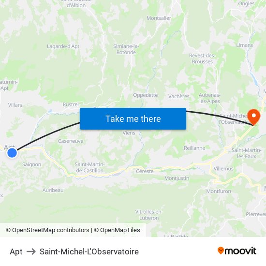 Apt to Saint-Michel-L'Observatoire map