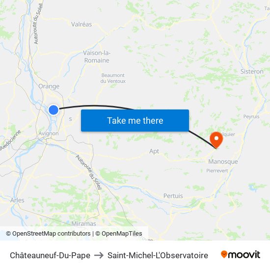 Châteauneuf-Du-Pape to Saint-Michel-L'Observatoire map