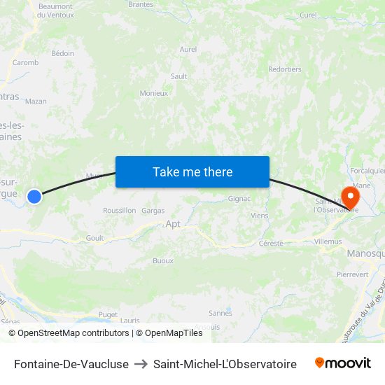 Fontaine-De-Vaucluse to Saint-Michel-L'Observatoire map
