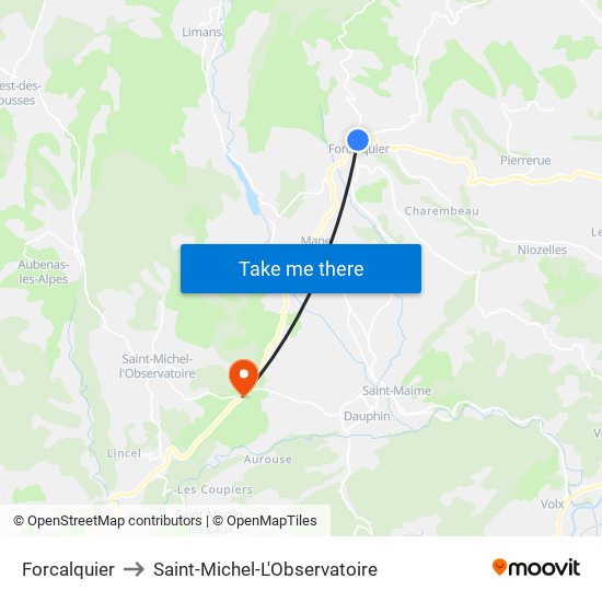 Forcalquier to Saint-Michel-L'Observatoire map
