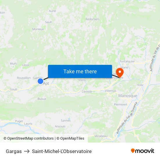 Gargas to Saint-Michel-L'Observatoire map