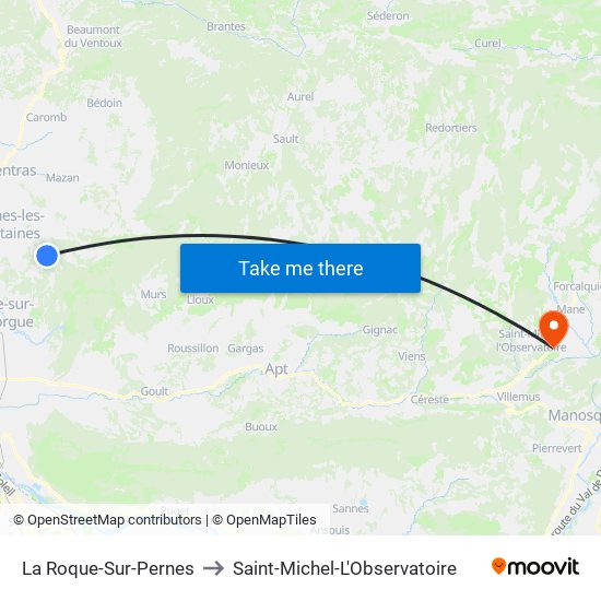 La Roque-Sur-Pernes to Saint-Michel-L'Observatoire map