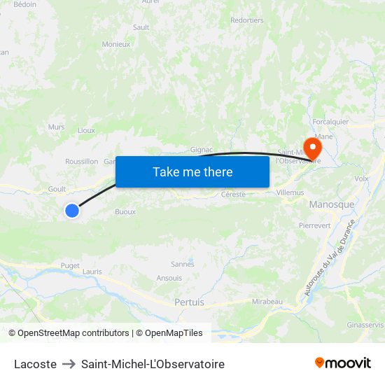 Lacoste to Saint-Michel-L'Observatoire map