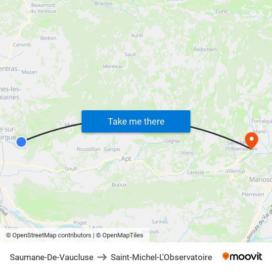 Saumane-De-Vaucluse to Saint-Michel-L'Observatoire map