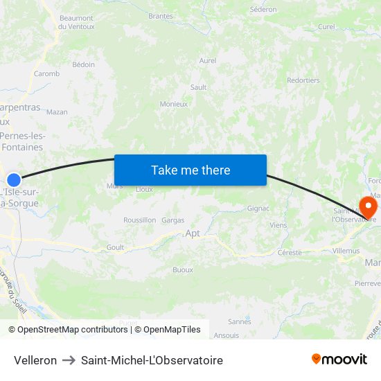 Velleron to Saint-Michel-L'Observatoire map