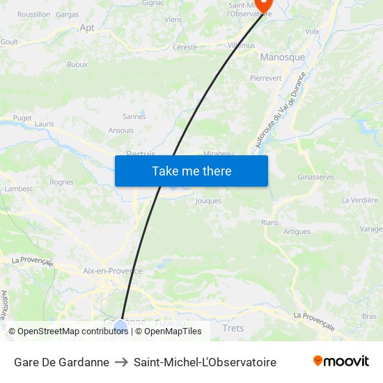 Gare De Gardanne to Saint-Michel-L'Observatoire map